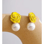 Isalene  Earrings Camellia Pearl Drop Earrings