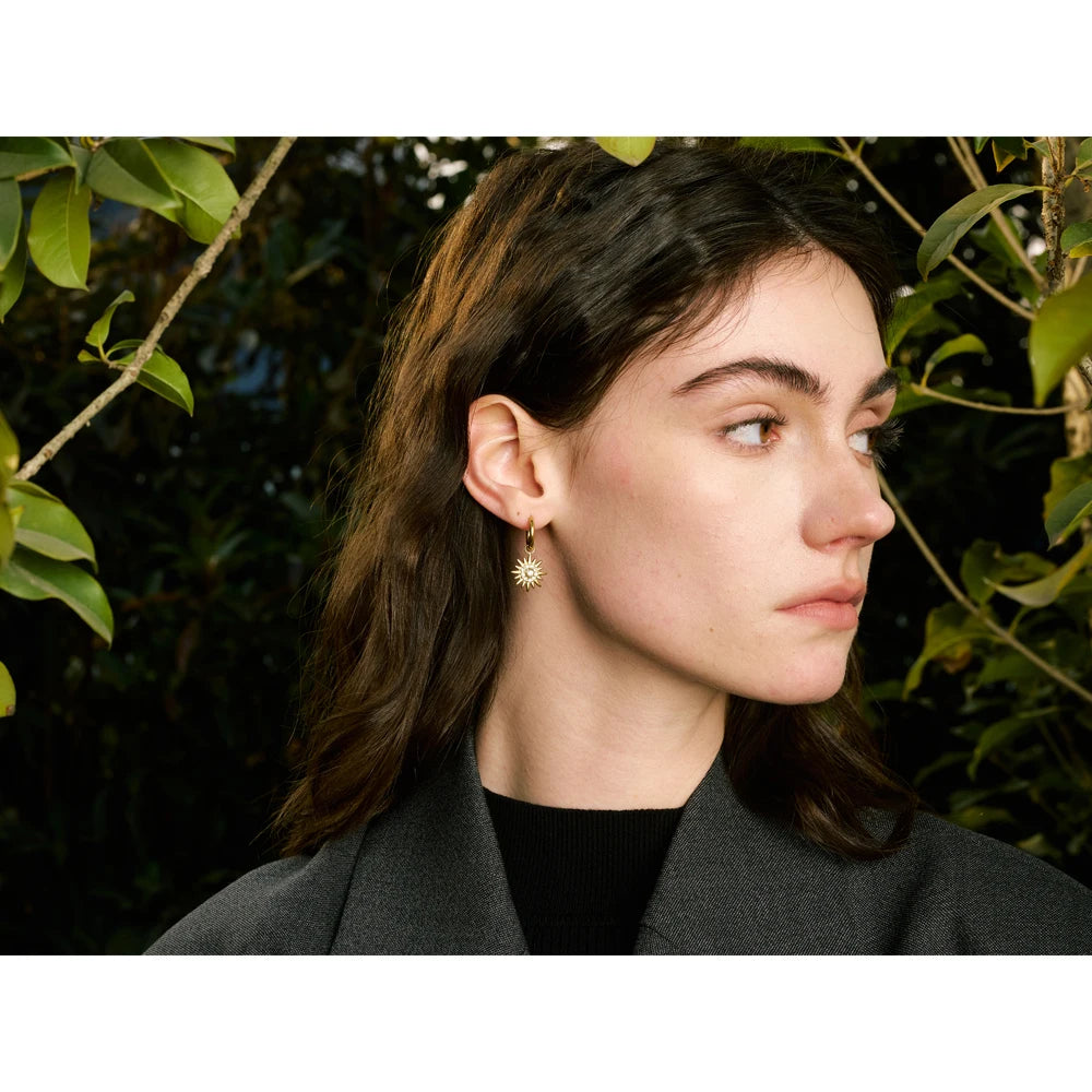 Isalene  Earrings Celestial Sunburst Hoop Earrings