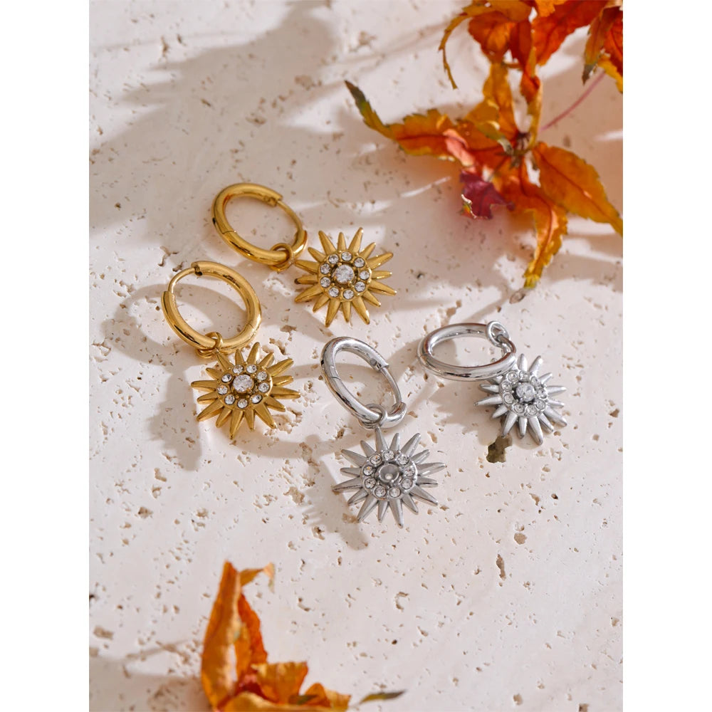 Isalene  Earrings Celestial Sunburst Hoop Earrings