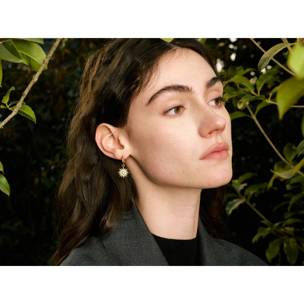 Isalene  Earrings Celestial Sunburst Hoop Earrings