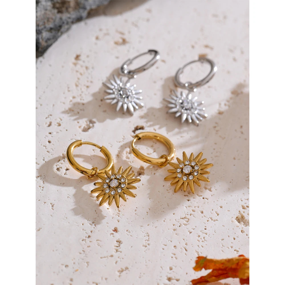 Isalene  Earrings Celestial Sunburst Hoop Earrings