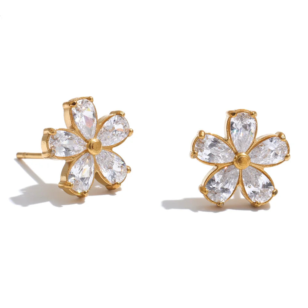 Isalene  Earrings Crystal Clear Dahlia Spark Studs