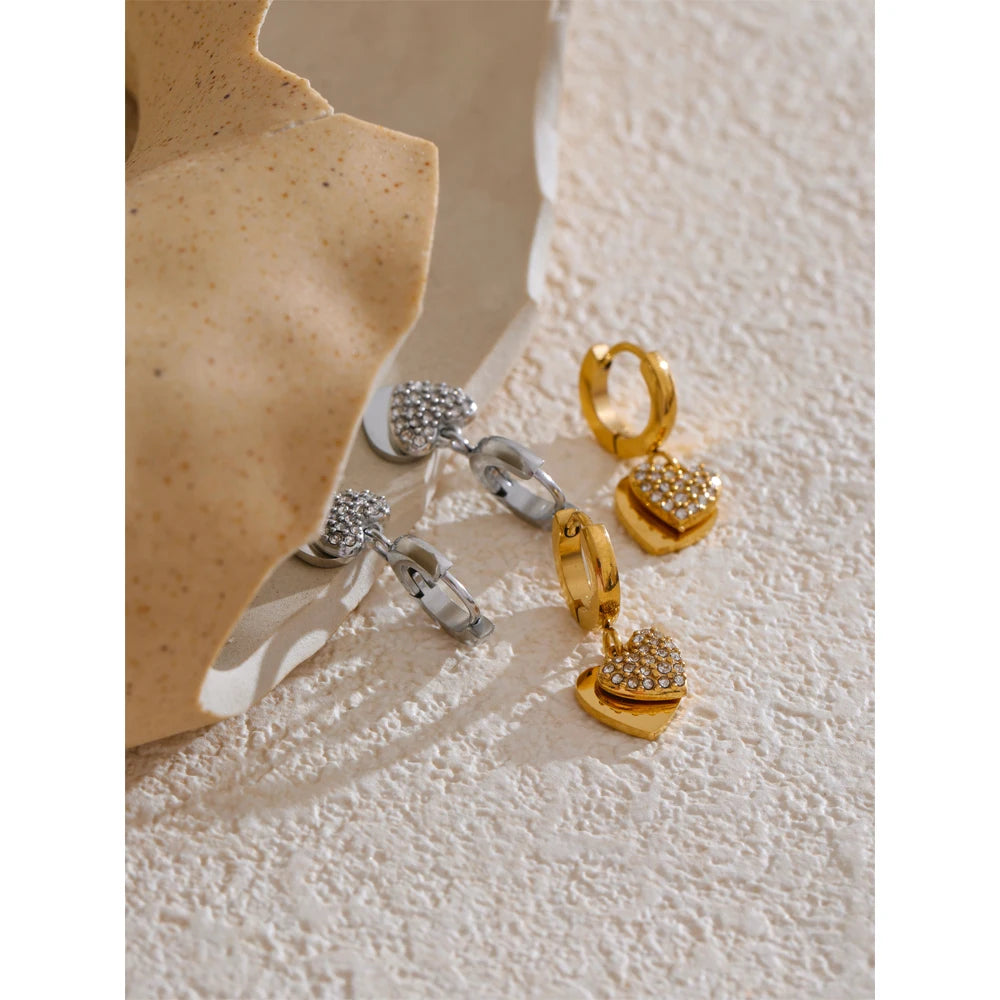 Isalene  Earrings Crystal Heart Drop Earrings