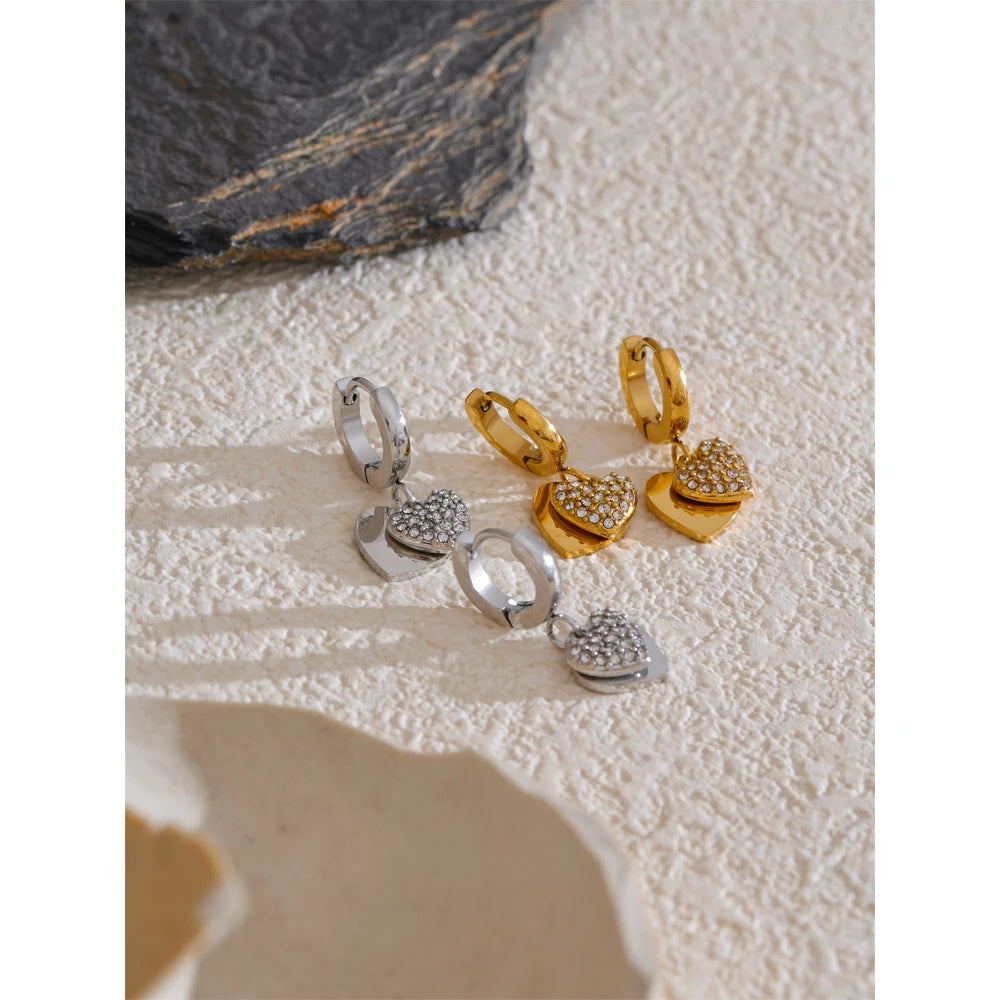 Isalene  Earrings Crystal Heart Drop Earrings