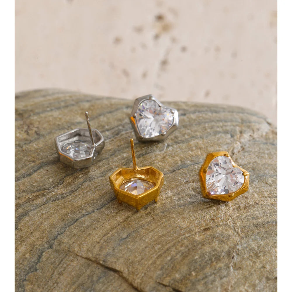 Isalene  Earrings Crystal Heart Stud Earrings