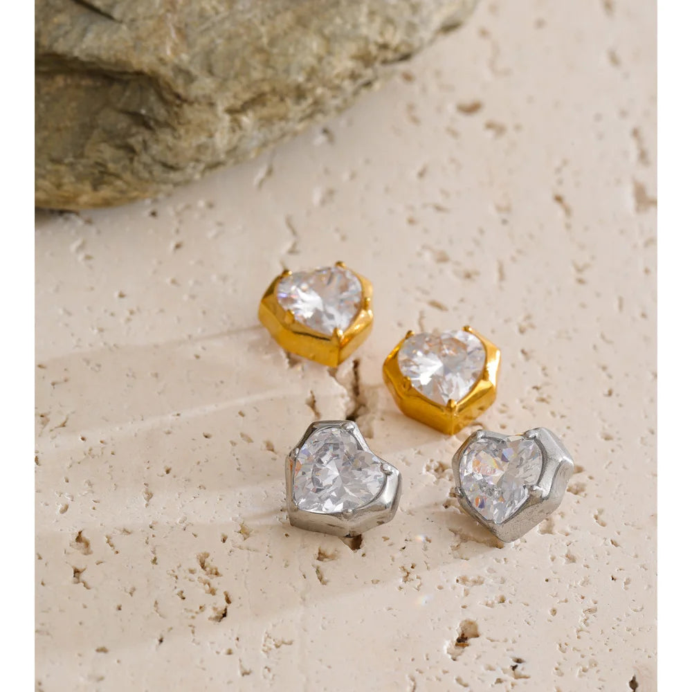 Isalene  Earrings Crystal Heart Stud Earrings