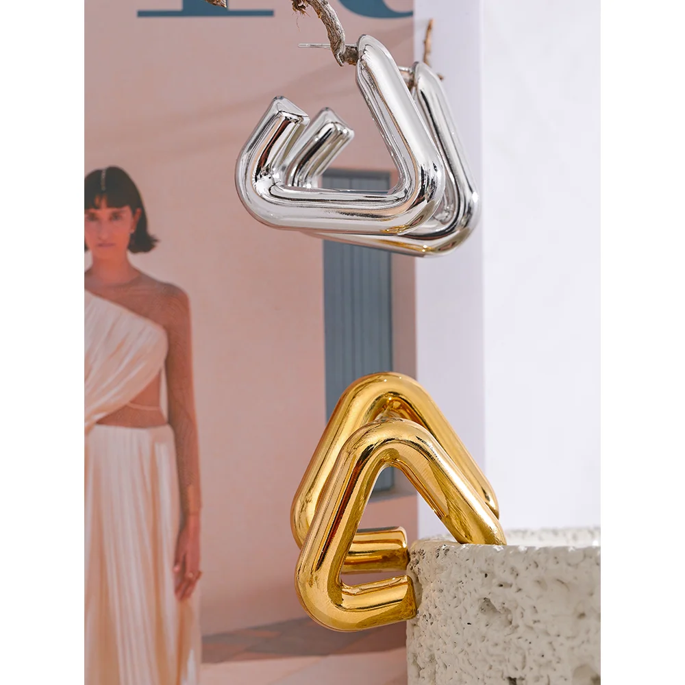 Isalene  Earrings Double Curve Hoop Earrings