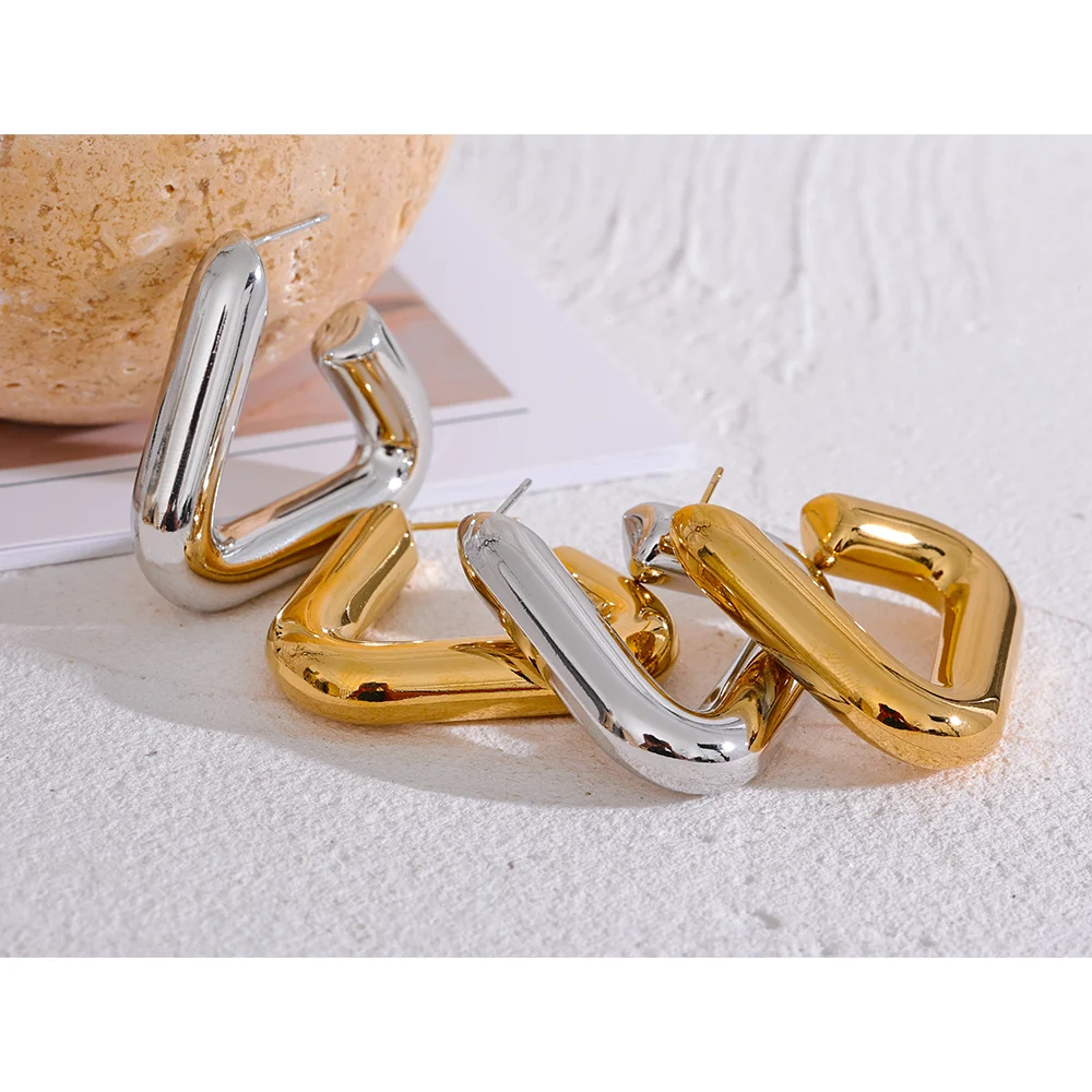 Isalene  Earrings Double Curve Hoop Earrings