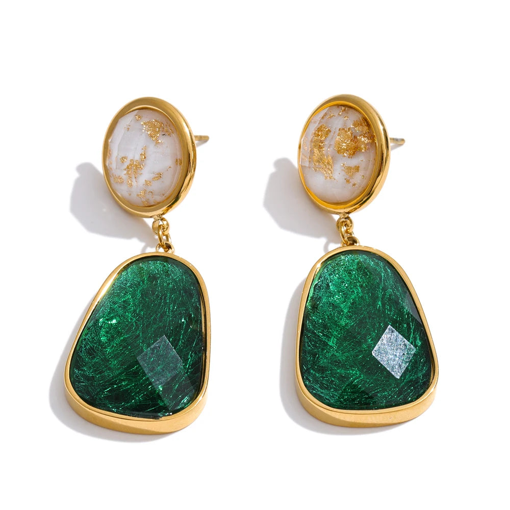Isalene  Earrings Emerald Green Aurora Gem Earrings