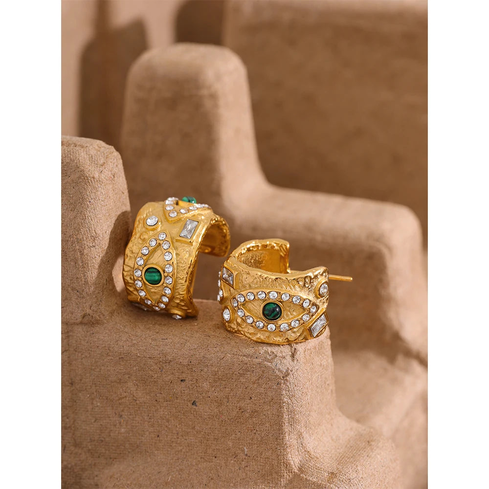 Isalene  Earrings Emerald Vision Hoop Earrings