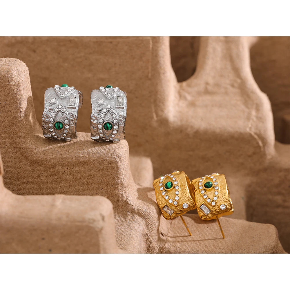 Isalene  Earrings Emerald Vision Hoop Earrings