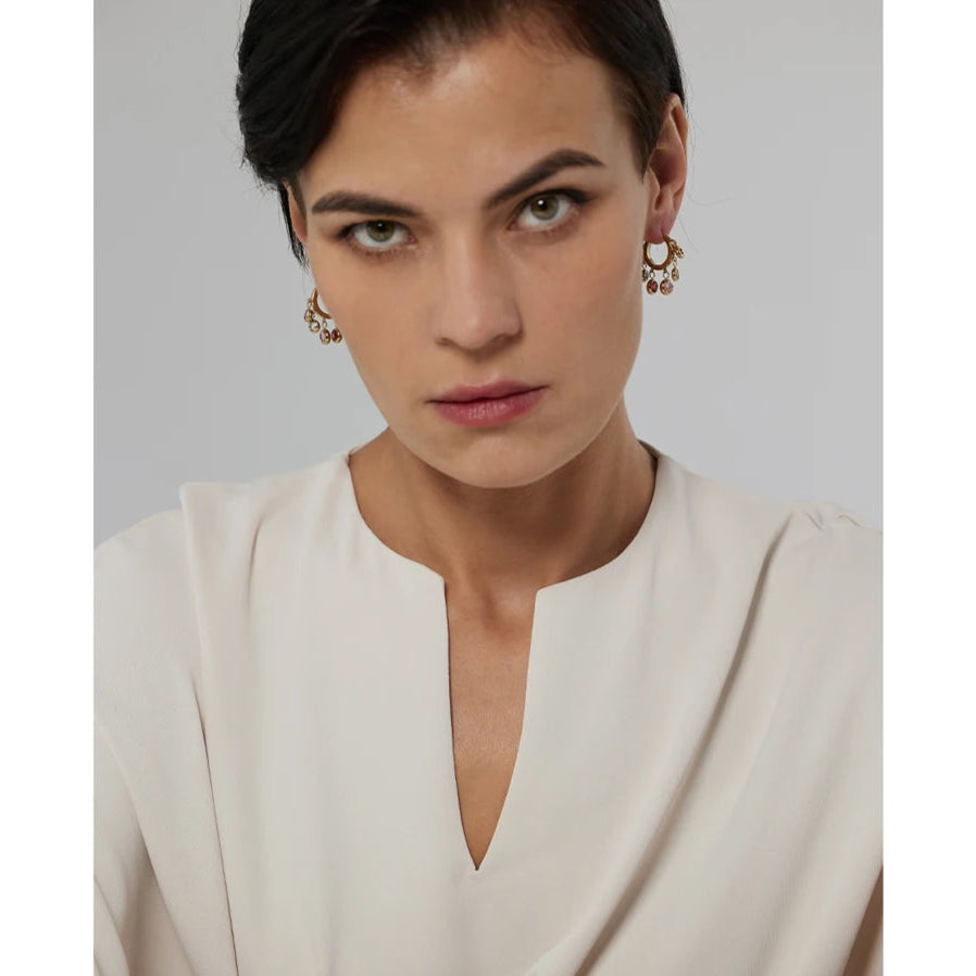 Isalene  Earrings Gem Drop Hoop Earrings