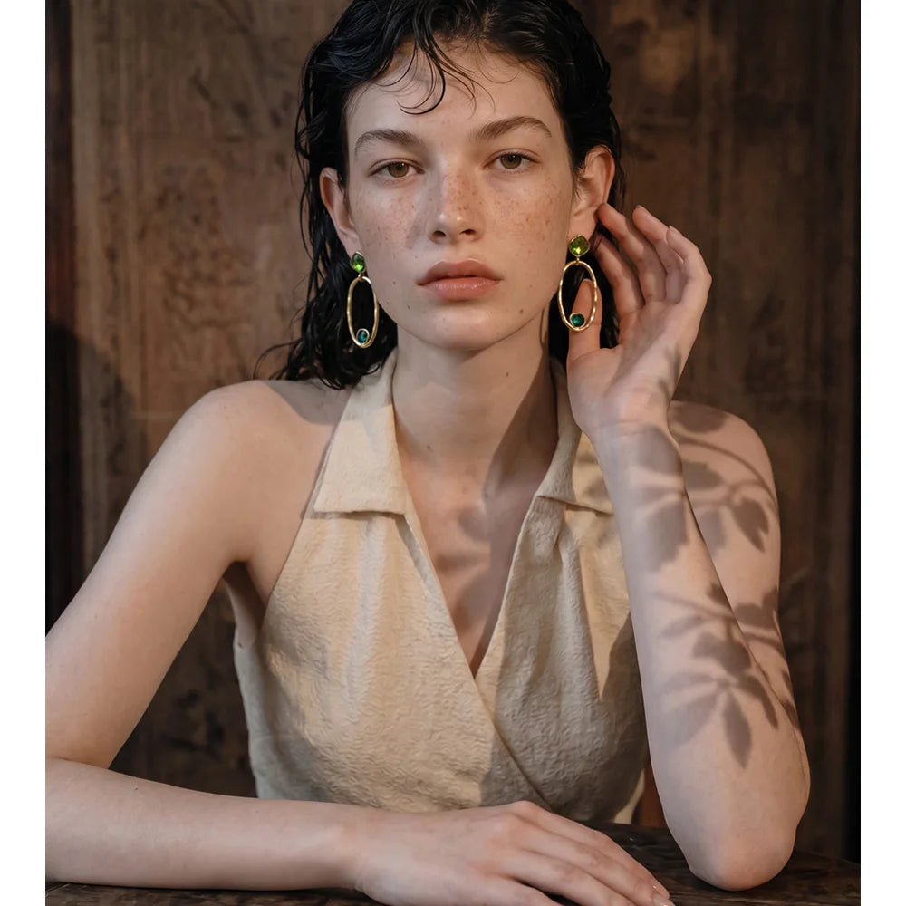 Isalene  Earrings Gem Loop Drop Earrings