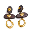Isalene  Earrings Gold Amara Wood & Gold Drop Earrings
