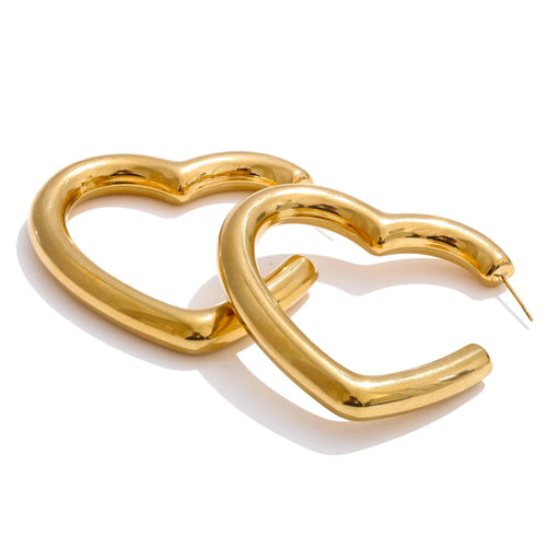 Isalene  Earrings Gold Amora Heart Hoop Earrings