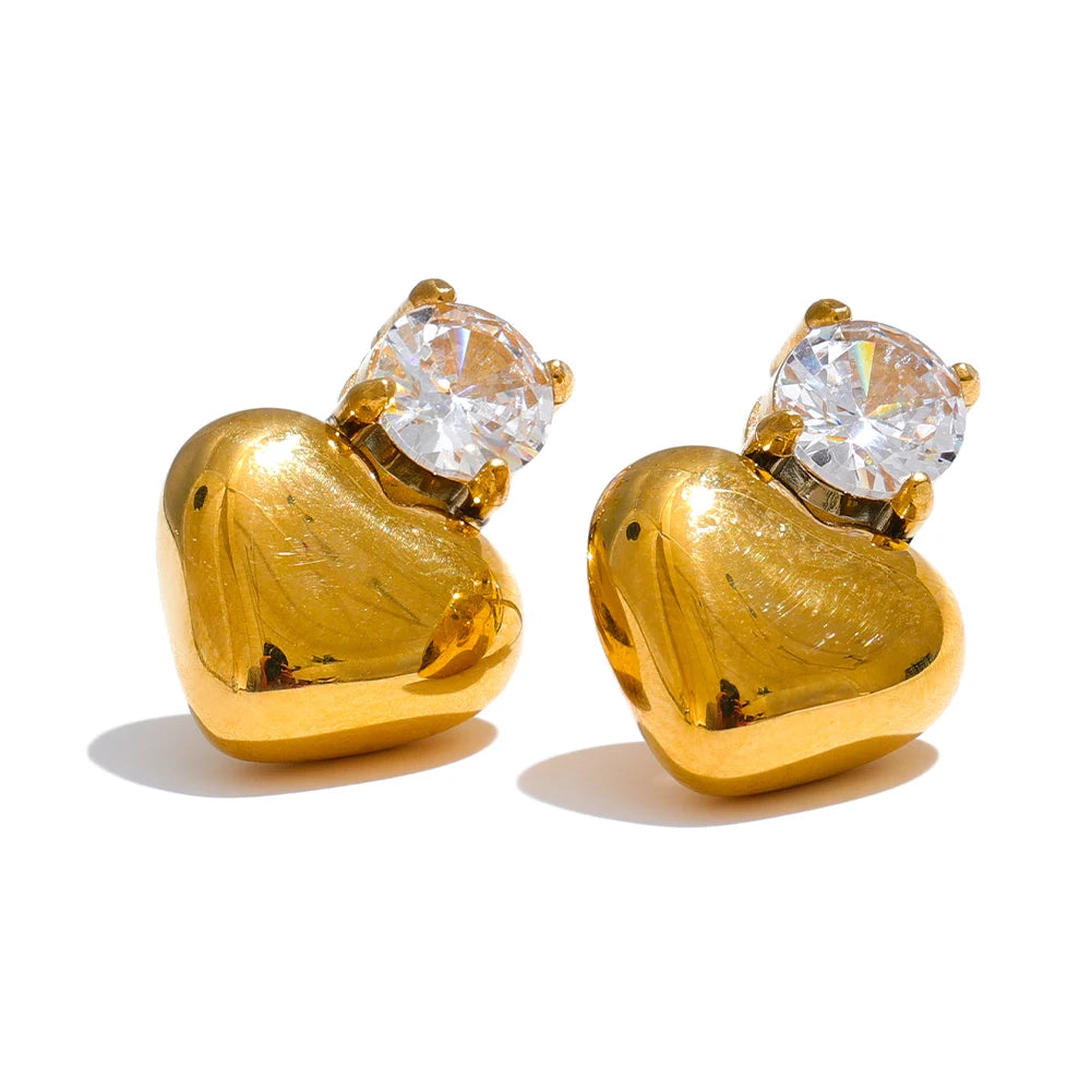 Isalene  Earrings Gold Amora Heart Stud Earrings