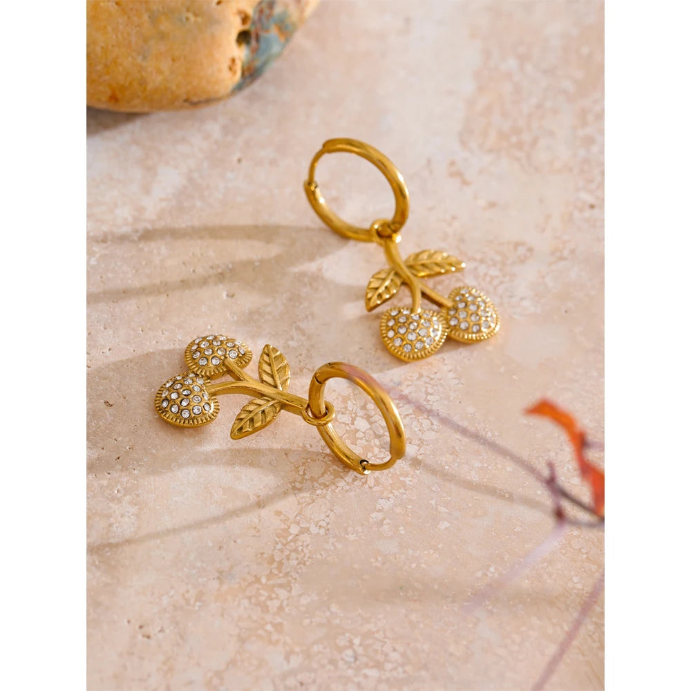 Isalene  Earrings Gold Amorette Cherry Earrings