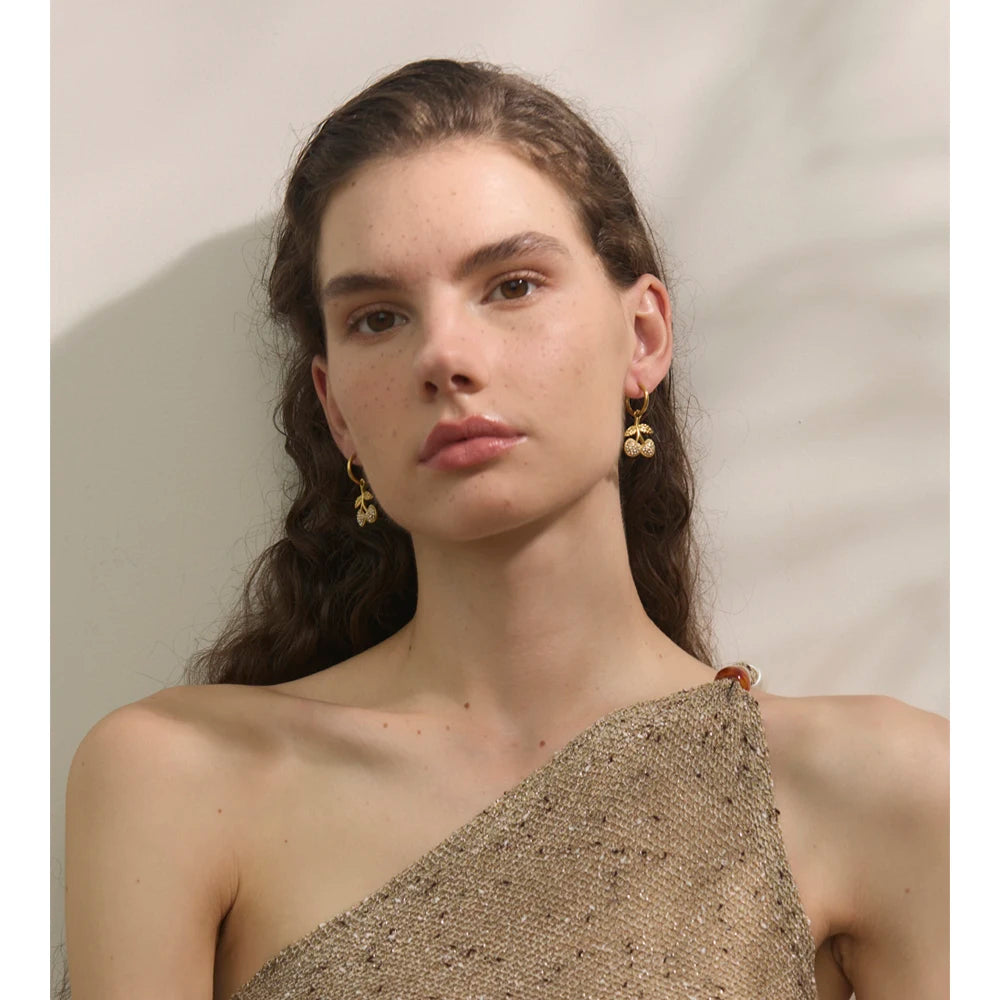 Isalene  Earrings Gold Amorette Cherry Earrings