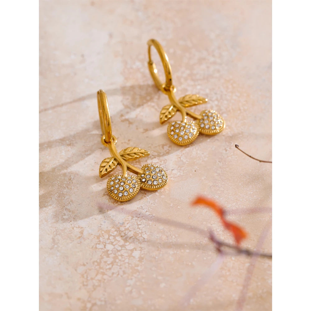 Isalene  Earrings Gold Amorette Cherry Earrings
