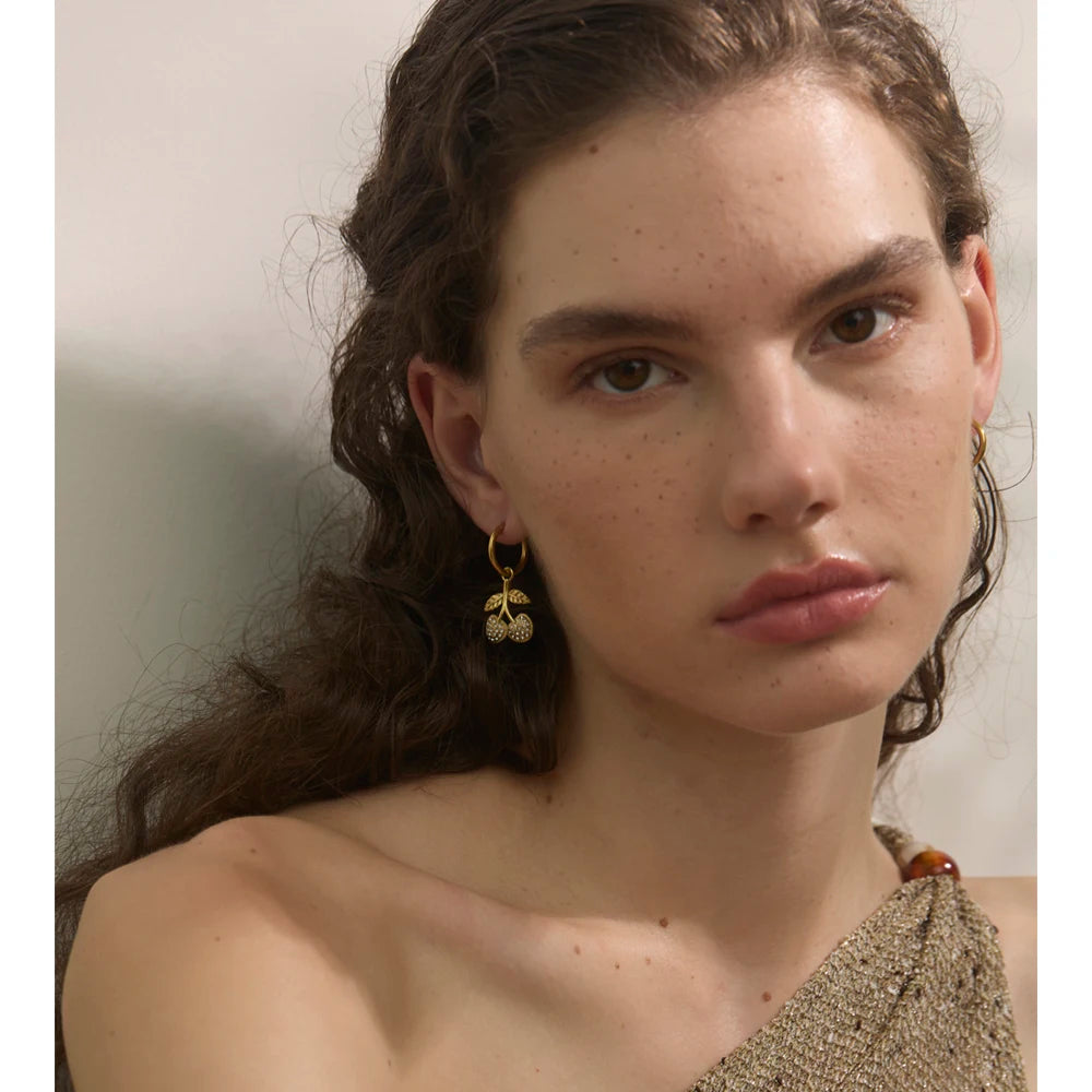 Isalene  Earrings Gold Amorette Cherry Earrings
