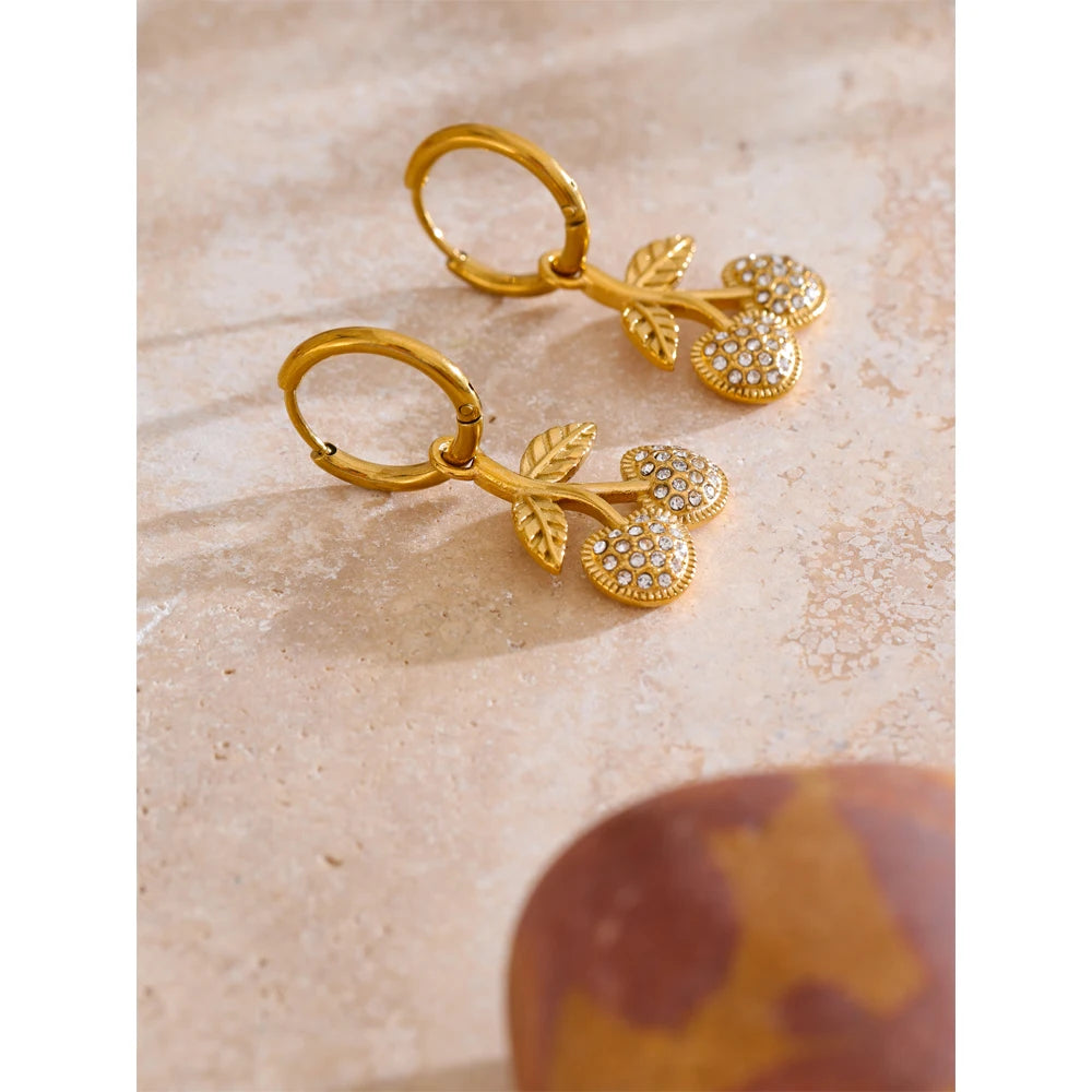 Isalene  Earrings Gold Amorette Cherry Earrings