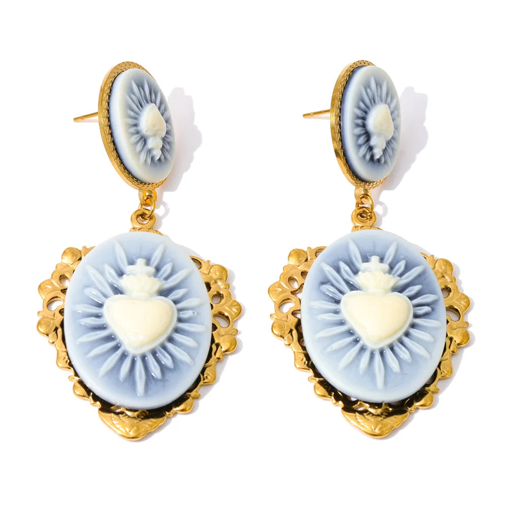 Isalene  Earrings Gold Amoura Sacred Heart Drop Earrings
