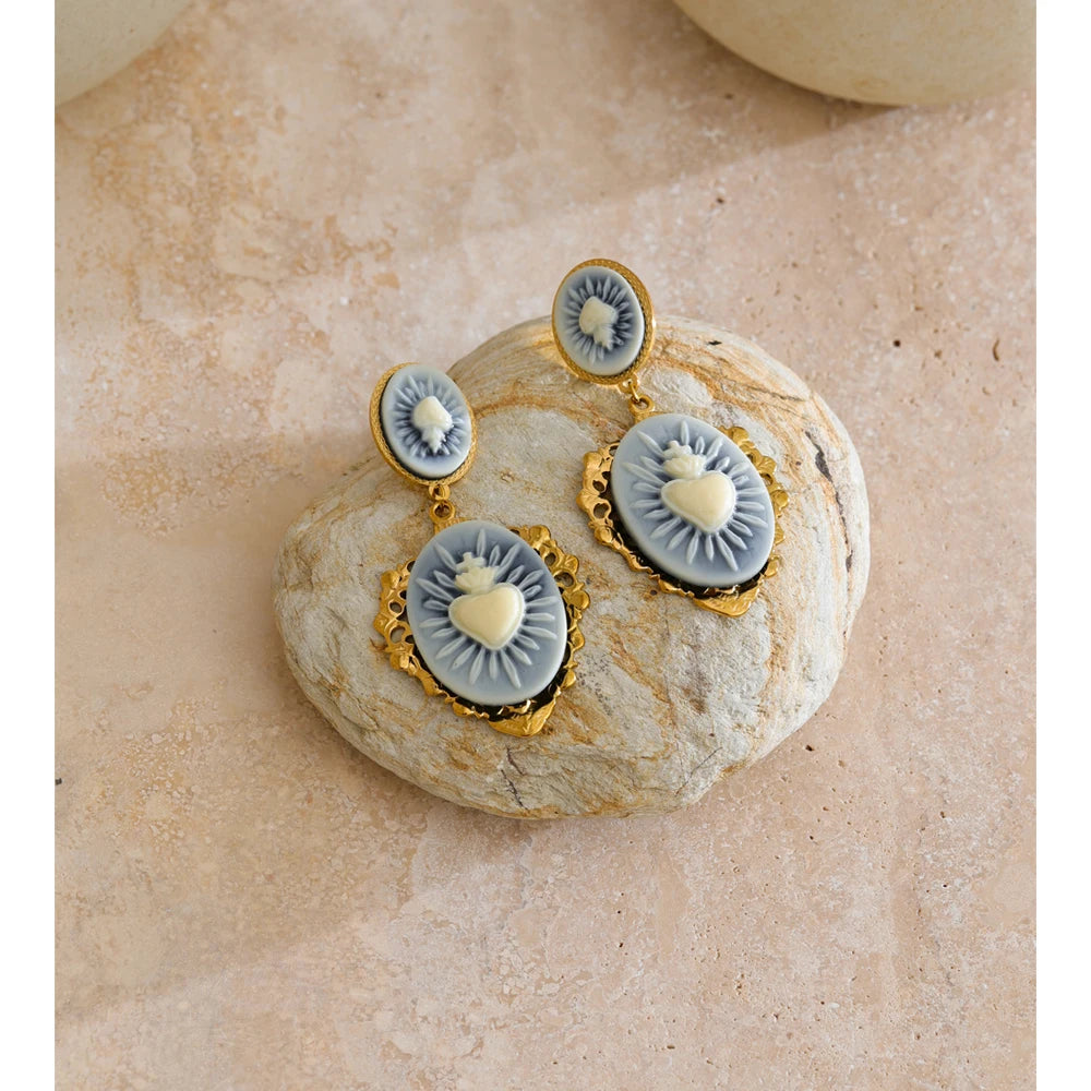 Isalene  Earrings Gold Amoura Sacred Heart Drop Earrings
