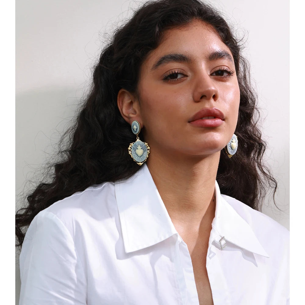Isalene  Earrings Gold Amoura Sacred Heart Drop Earrings