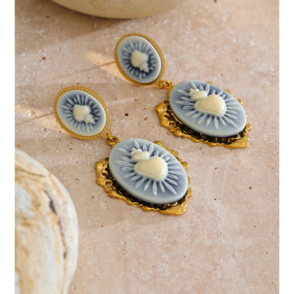 Isalene  Earrings Gold Amoura Sacred Heart Drop Earrings