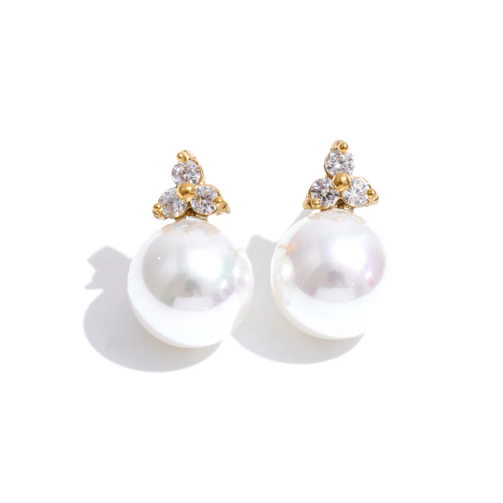 Isalene  Earrings Gold Arabella Pearl Stud Earrings