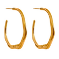 Isalene  Earrings Gold Aria Wave Hoop Earrings