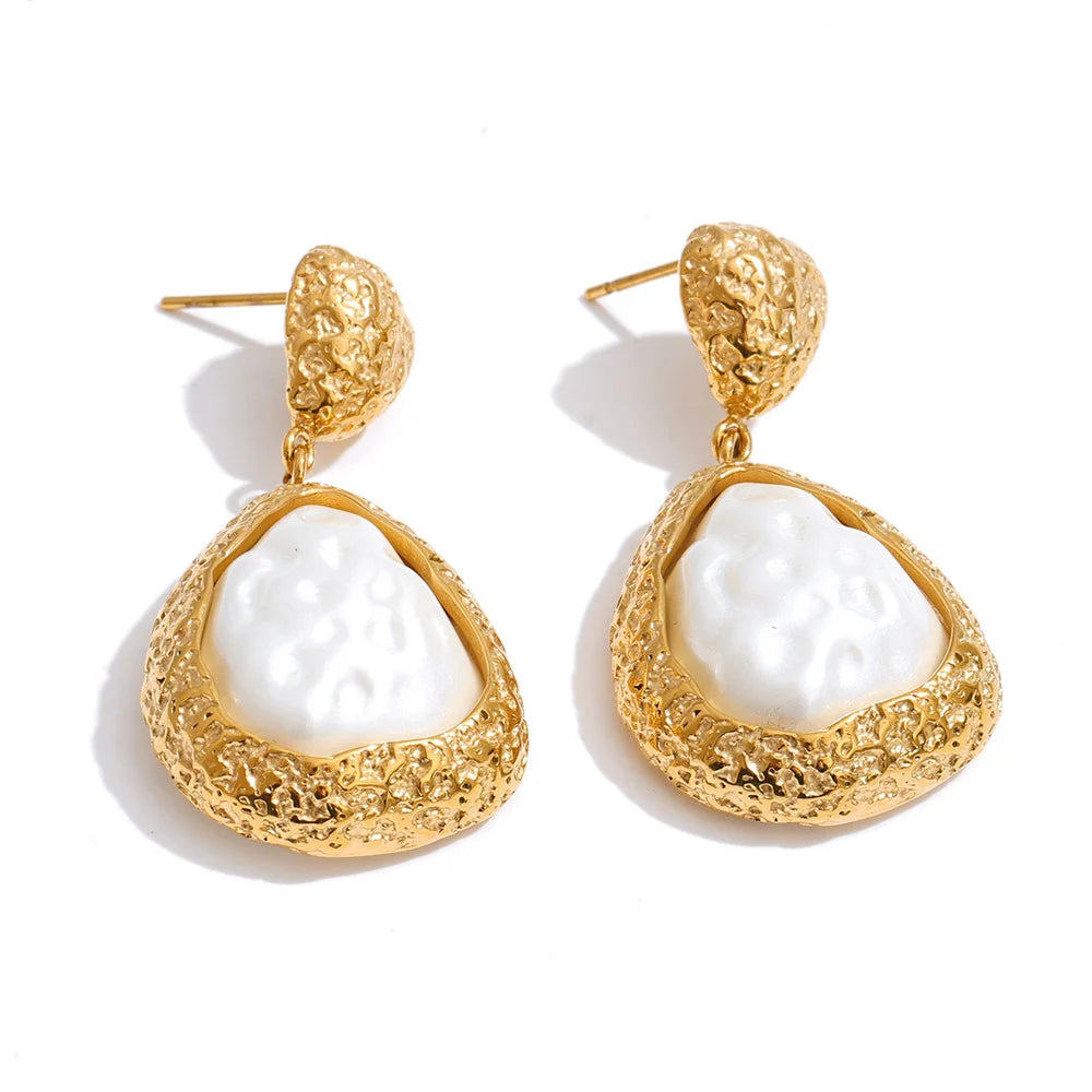 Isalene  Earrings Gold Aurelia Pearl Drop Earrings