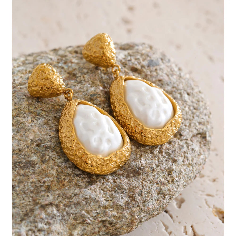 Isalene  Earrings Gold Aurelia Pearl Drop Earrings