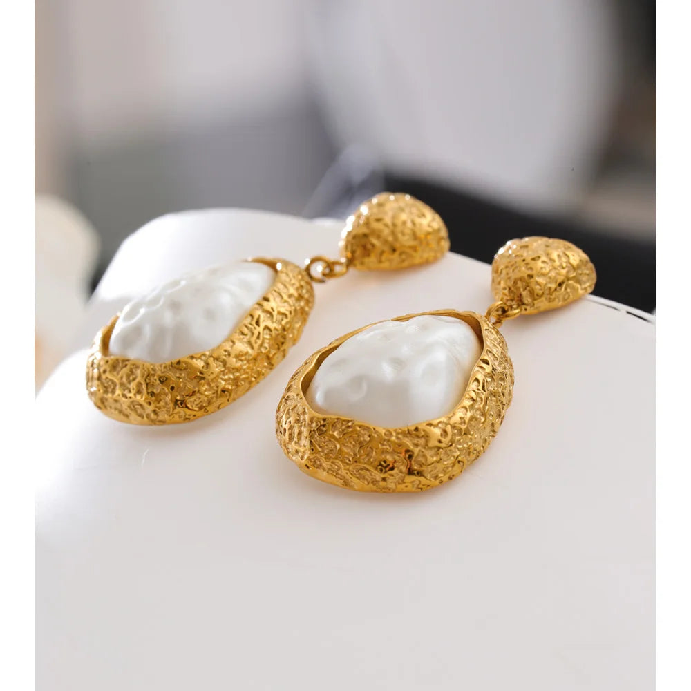 Isalene  Earrings Gold Aurelia Pearl Drop Earrings