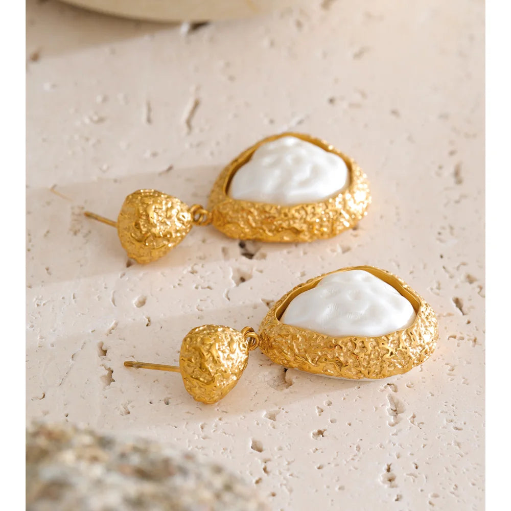 Isalene  Earrings Gold Aurelia Pearl Drop Earrings