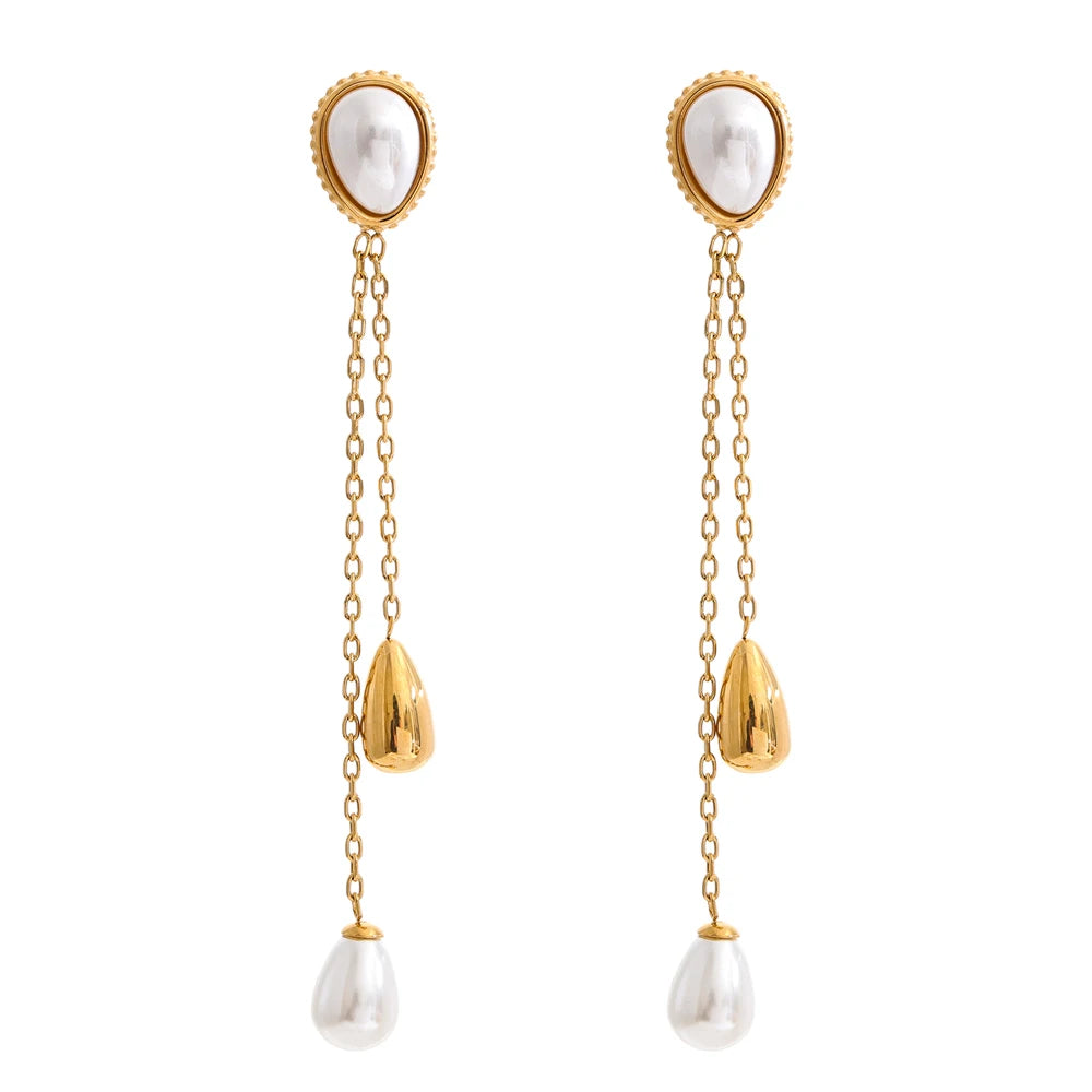 Isalene  Earrings Gold Bianca Pearl Drop Earrings