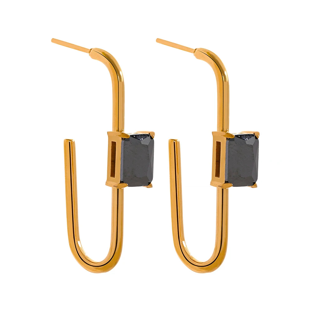 Isalene  Earrings Gold / Black Linear Prism Drop Earrings
