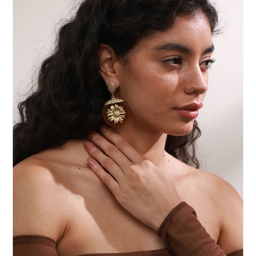 Isalene  Earrings Gold Bloom Solara Statement Earrings