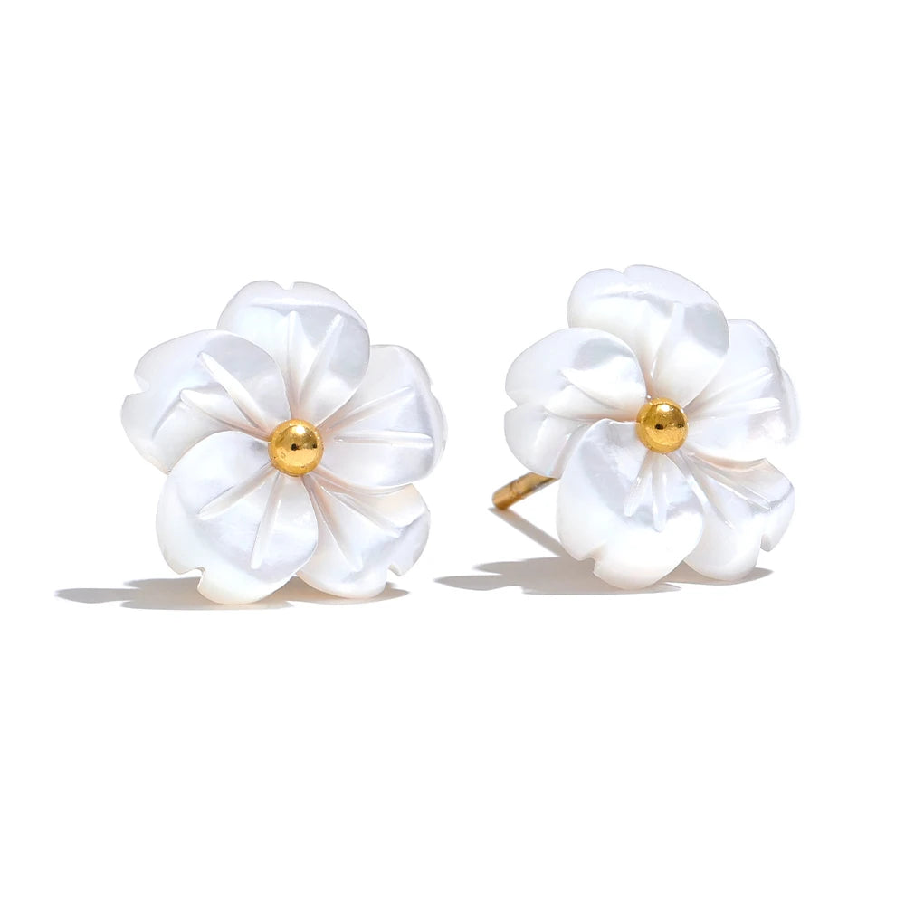Isalene  Earrings Gold Blossom Pearl Petal Earrings