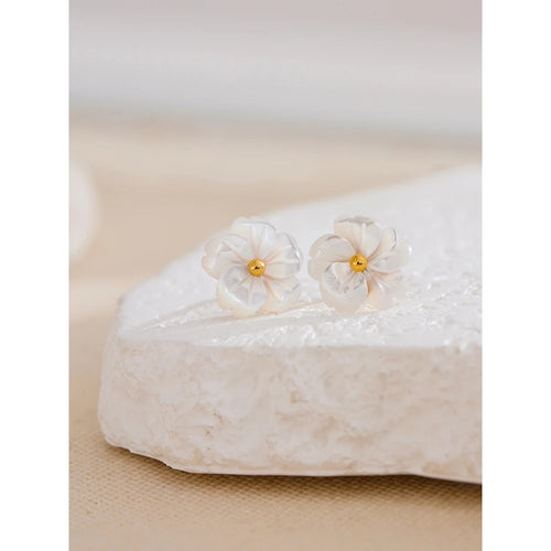 Isalene  Earrings Gold Blossom Pearl Petal Earrings