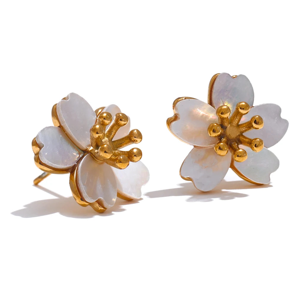 Isalene  Earrings Gold Blossom Stud Earrings