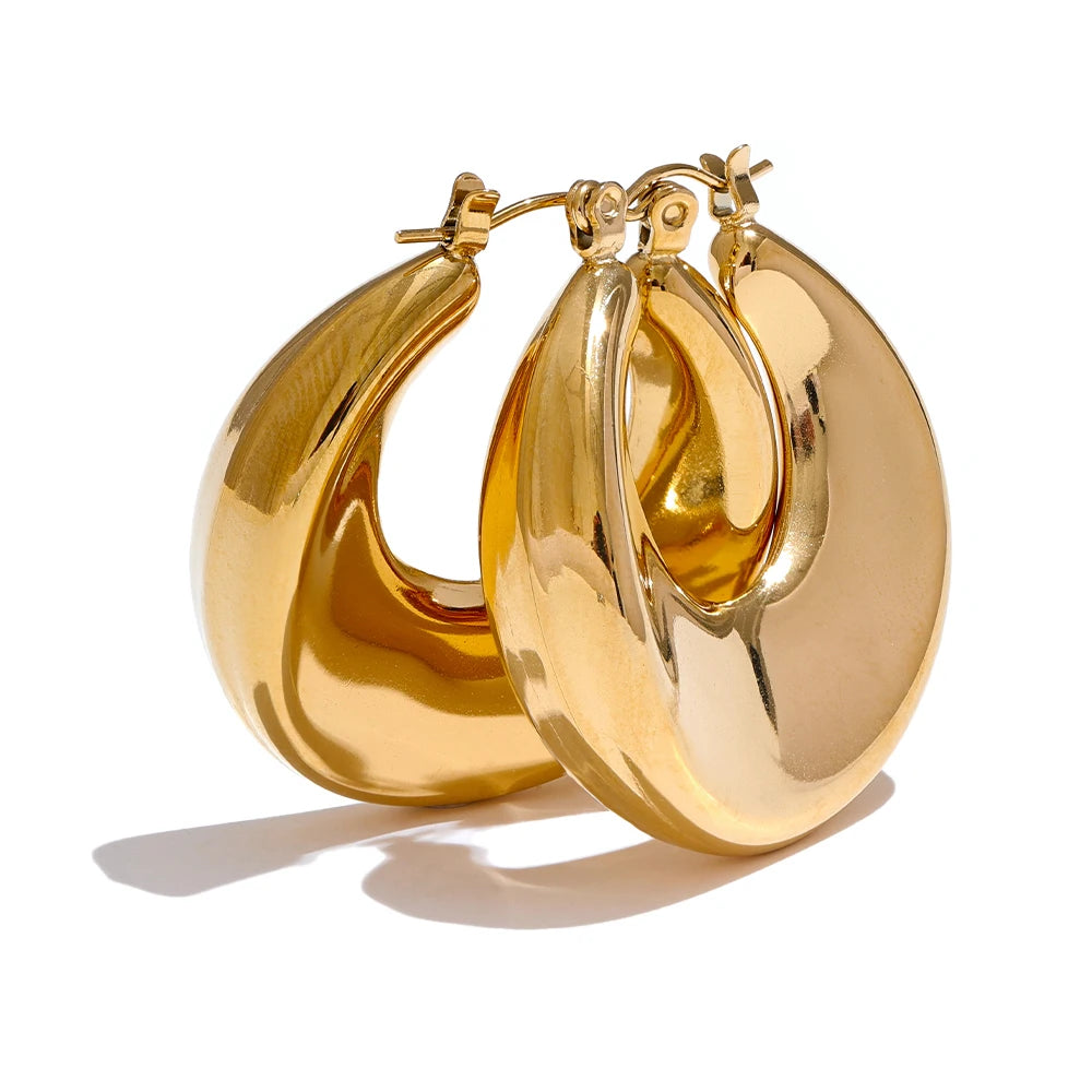 Isalene  Earrings Gold Bold Sculptural Hoop Earrings