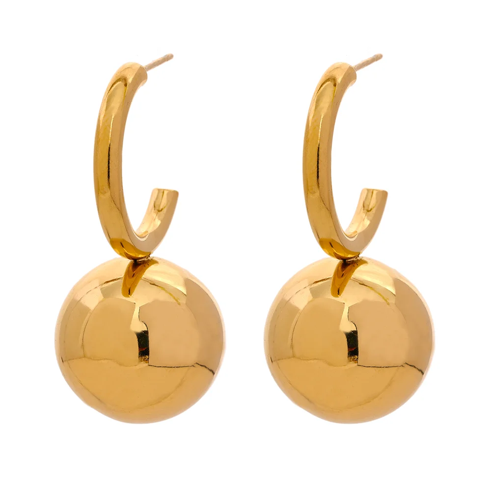 Isalene  Earrings Gold Camille Sphere Hoop Earrings