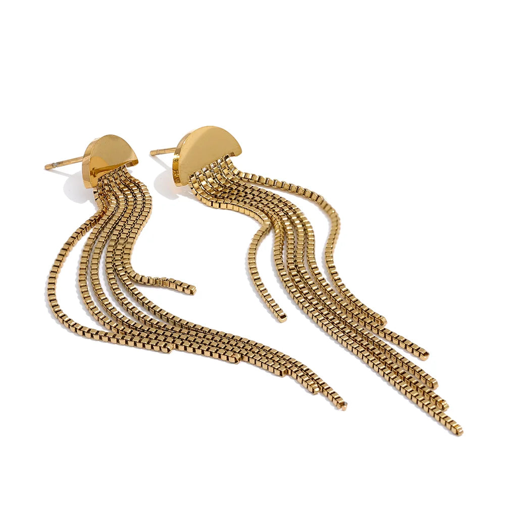Isalene  Earrings Gold Cascade Fringe Drop Earrings