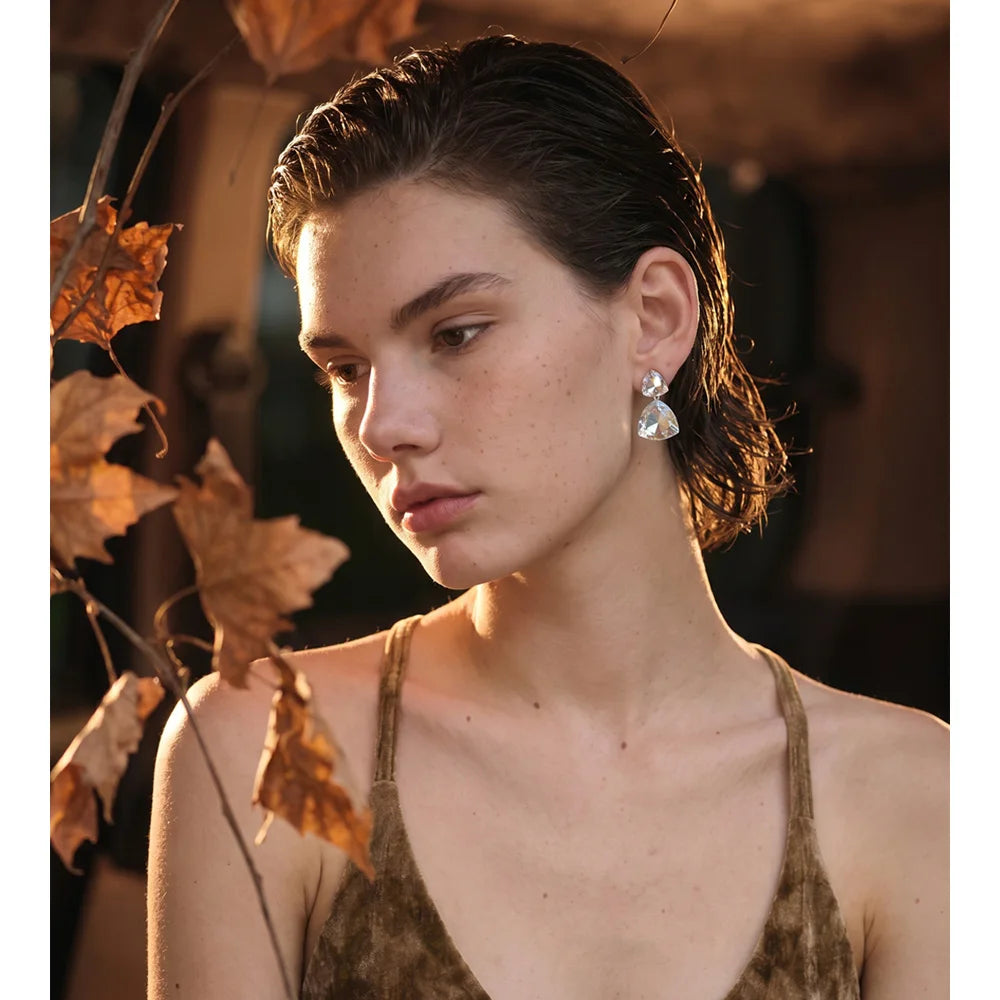 Isalene  Earrings Gold Celeste Crystal Drop Earrings