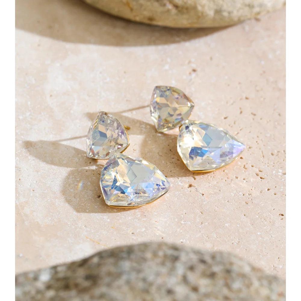 Isalene  Earrings Gold Celeste Crystal Drop Earrings
