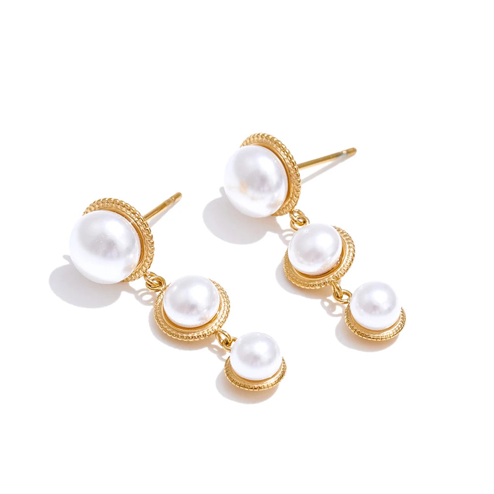 Isalene  Earrings Gold Celeste Pearl Drop Earrings