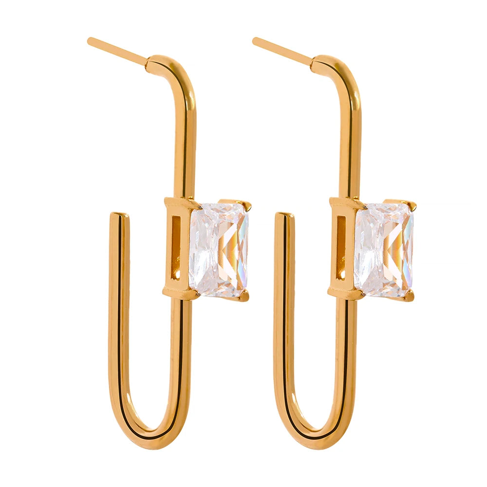 Isalene  Earrings Gold / Clear Linear Prism Drop Earrings