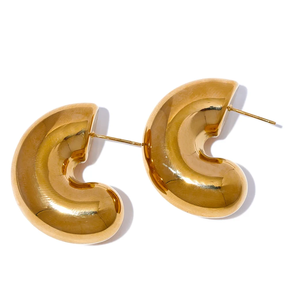 Isalene  Earrings Gold Crescent Curve Earrings
