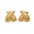 Isalene  Earrings Gold Cross Over Stud Earrings